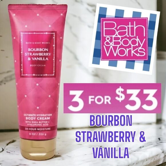 Bath & Body Works Bourbon Strawberry Vanilla Body Cream - Picture 1 of 6